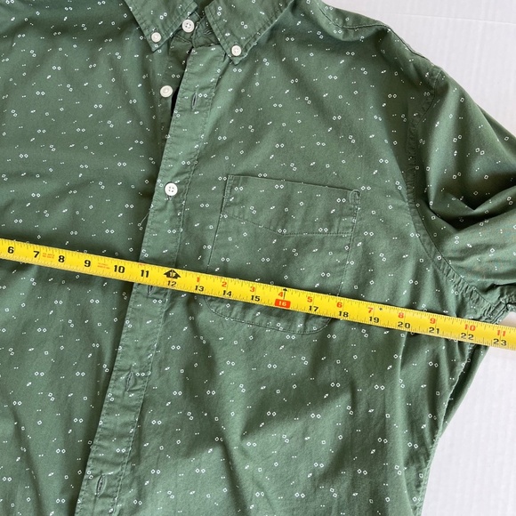 American Eagle Men Sz L Button Up Shirt Green Geometric Long Sleeve Standard Fit - Picture 9 of 10